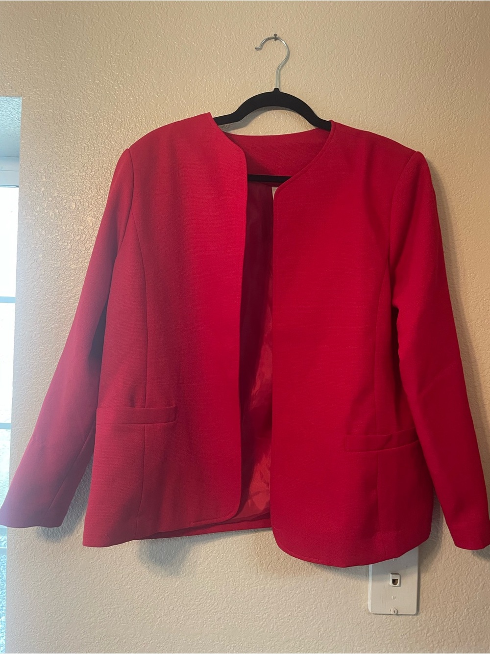 Vintage Red Bedford Fair Red Open Blazer Shoulder Pads Formal Buisness Blazer 14